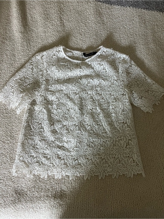 Zara Tops - Zara White Floral Lace Short-Sleeve Top